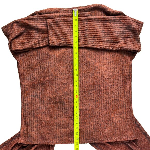 Cozy Ribbed Tie Cardigan — Rust Brown Loveapella Knit 1X - Picture 13 of 14